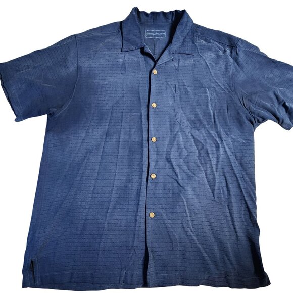 Tommy Bahama "One Minute Workout" Mens Blue Silk Shirt Medium - Picture 4 of 10